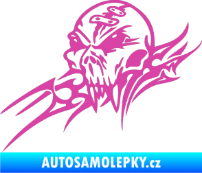 Samolepka Tribal skull levá lebka růžová
