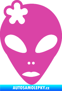 Samolepka UFO 009 slečna s kytičkou levá růžová