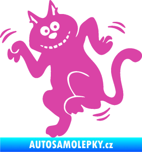 Samolepka Veselá kočka levá růžová