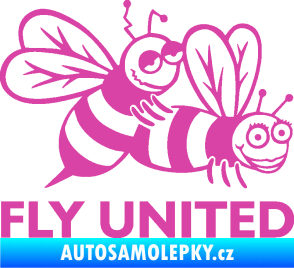 Samolepka Veselé vosy fly united pravá růžová