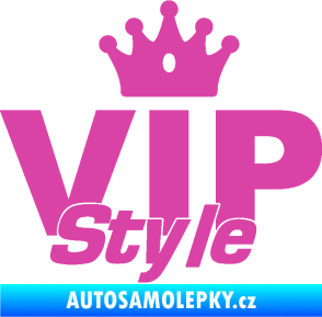 Samolepka VIP styl nápis s korunkou růžová