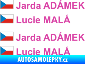 Samolepka Vlajka ČR se jménem růžová