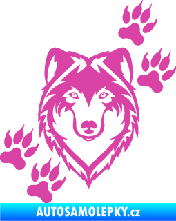 Samolepka Vlk 023 pravá růžová