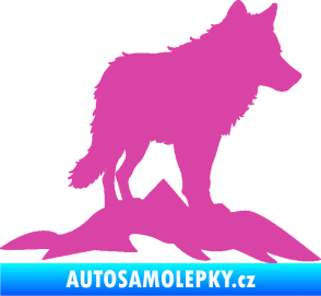 Samolepka Vlk 031 pravá hory růžová