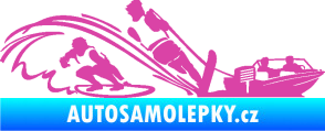 Samolepka Vodní lyžování a surf pravá růžová
