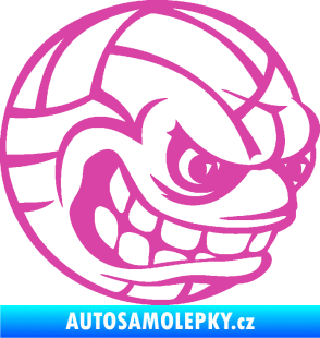 Samolepka Volejbalový míč 001 pravá s obličejem růžová