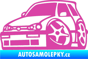 Samolepka VW Golf 3 karikatura levá růžová