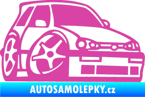 Samolepka VW Golf 3 karikatura pravá růžová