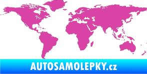 Samolepka World mapa světa růžová