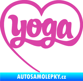 Samolepka Yoga nápis v srdíčku růžová