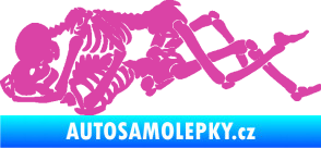 Samolepka Zamilované kostry 001 levá láska až za hrob růžová
