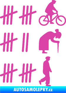 Samolepka Zářezy 002 pravá růžová