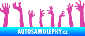 Samolepka Zombie 002 pravá mrtví vylézají z hrobu růžová