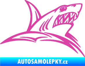 Samolepka Žralok 020 pravá v moři růžová