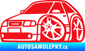 Samolepka Audi A3 karikatura levá červená