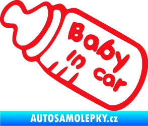 Samolepka Baby in car 001 lahvička na mlíčko červená