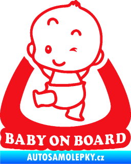 Samolepka Baby on board 011 levá s nápisem červená