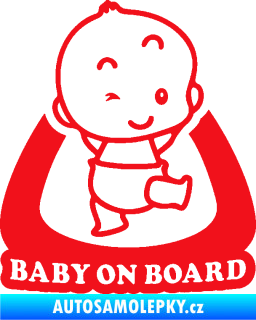 Samolepka Baby on board 011 pravá s nápisem červená