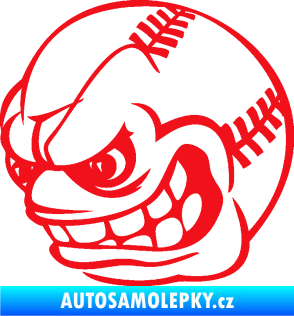 Samolepka Baseballový míček 001 levá s obličejem červená