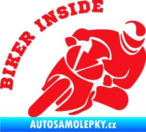 Samolepka Biker inside 002 pravá motorkář červená