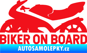 Samolepka Biker on board levá motorka červená