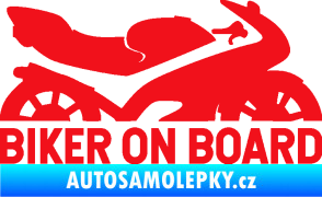 Samolepka Biker on board pravá motorka červená