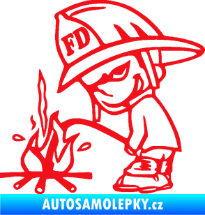 Samolepka Boy čůrá 004 hasič levá červená