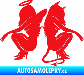 Samolepka Čertice 007 pravá s andělem červená