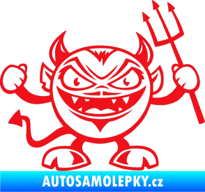 Samolepka Devil pravá čertík s vidlemi červená