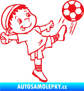 Samolepka Dítě v autě 022 pravá fotbalista s míčem červená