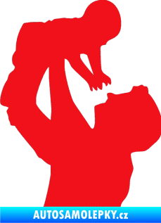 Samolepka Dítě v autě 026 levá miminko v náruči červená