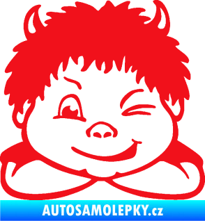 Samolepka Dítě v autě 055 levá kluk čertík červená