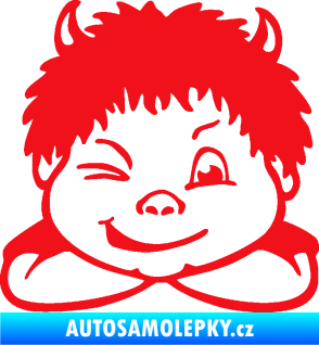 Samolepka Dítě v autě 055 pravá kluk čertík červená