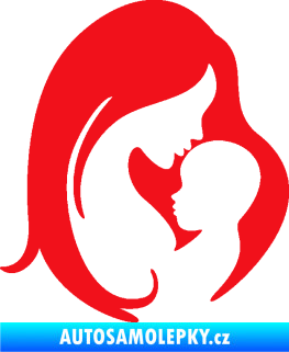 Samolepka Dítě v autě 058 pravá mimi s maminkou červená