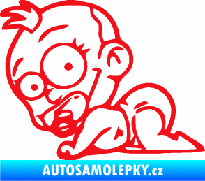 Samolepka Dítě v autě 067 levá lezoucí miminko červená