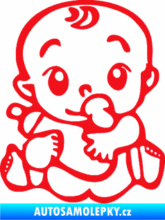 Samolepka Dítě v autě 069 levá mimčo s lahvičkou červená