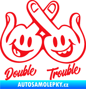 Samolepka Double trouble smajlíci f*ck červená