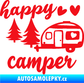 Samolepka Happy camper levá cestování červená