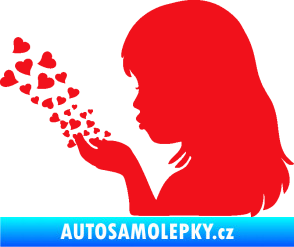 Samolepka Holčička se srdíčky levá červená