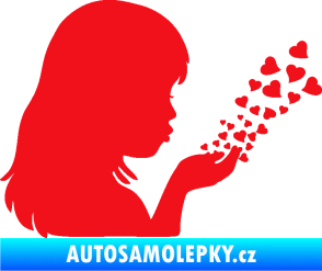 Samolepka Holčička se srdíčky pravá červená