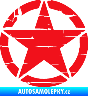 Samolepka Hvězda army 008 narušená červená