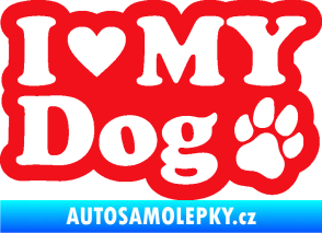 Samolepka I love my dog 002 červená