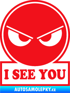 Samolepka I see you smajlík červená
