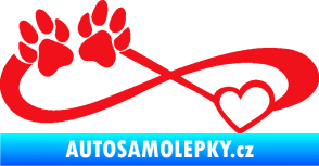 Samolepka Infinity 003 pravá srdce a tlapky červená