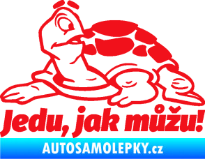 Samolepka Jedu, jak můžu! 001 levá nápis se želvou červená