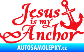 Samolepka Jesus is my anchor červená