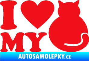 Samolepka Kočka 033 I love my cat červená