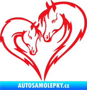 Samolepka Koníci 002 - pravá srdíčko kůň s hříbátkem červená