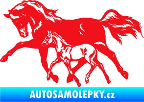 Samolepka Koníci 003 levá kobylka s hříbětem červená