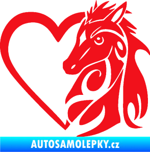Samolepka Koník love 001 pravá hříbátko v srdíčku červená